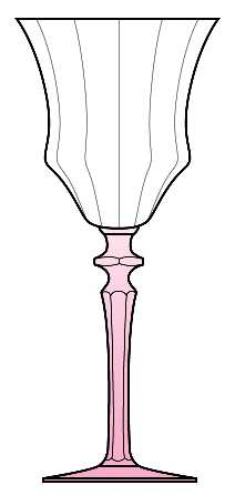 1440 Pink (Pink Stem, Clear Bowl) by Central Glass Works