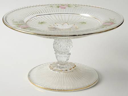 Pinstripe & Roses on Heisey by Charleton Decorating