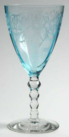 Morgan Blue Bowl (Blue Bowl, Clear Stem, Stem 24) by Central Glass Works