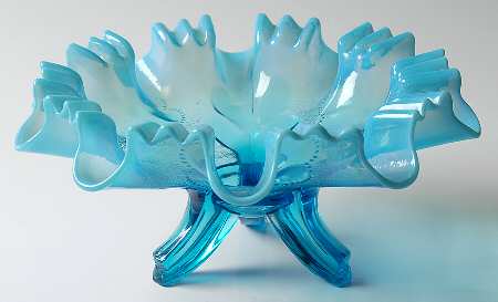 Daisy and Plume Blue (Opalescent) by Dugan