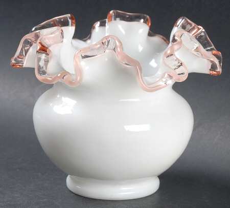 Fenton Rose Crest 4" Double Crimped Vase