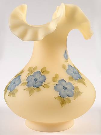 Blue Dogwood on Cameo Satin by Fenton