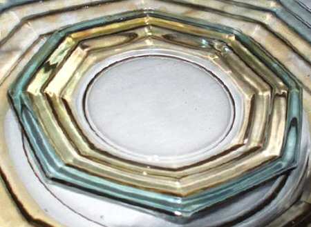 Stepped Octagon Blue and Yellow by Heisey
