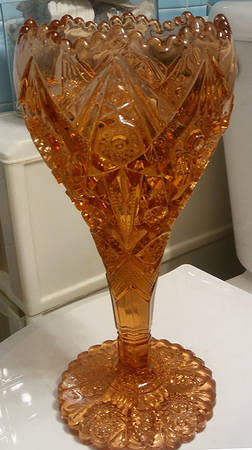 Feather Notching & Button-Turquoise by Imperial Glass-Ohio
