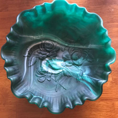 Open Rose Jade Slag Satin by Imperial Glass-Ohio