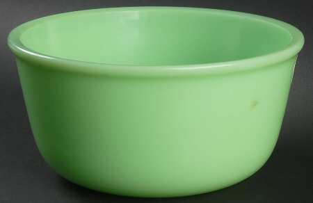 A Jeannette Jadite nine-inch mixing bowl offered by a US replacement-china retailer in September 2026