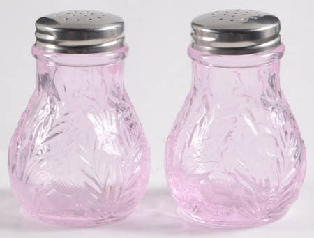 Mosser (Ohio) Inverted Thistle Light Pink (Rose) Shaker Set w/Metal Lids