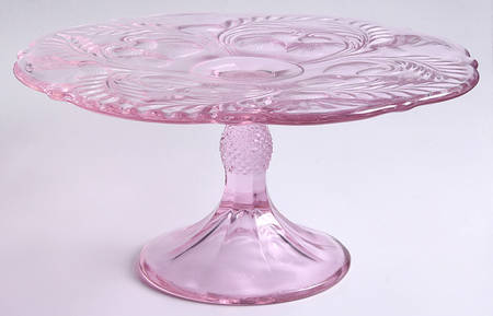 Mosser (Ohio) Inverted Thistle Light Pink (Rose) 11" Diameter Pedestal Cake Stand No Dome