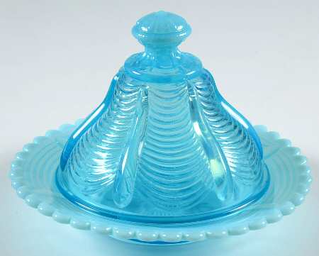 Jewels and Drapery Blue Opalescent by Northwood