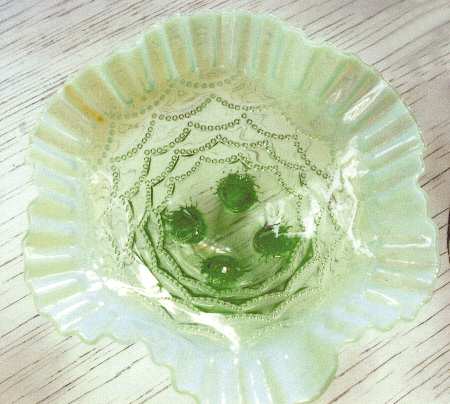 Beaded Drapes-Green Opalescent by Northwood