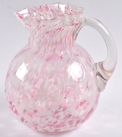 Spatter Coinspot-Cranberry Opalescent by Northwood