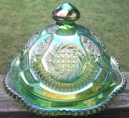 Sunburst Green Carnival by Smith Glass 