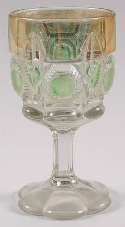 Bull's Eye and Daisy Green (Gold Trim) by US Glass