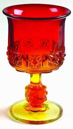 Daisy and Cube Amberina by L G Wright Glass