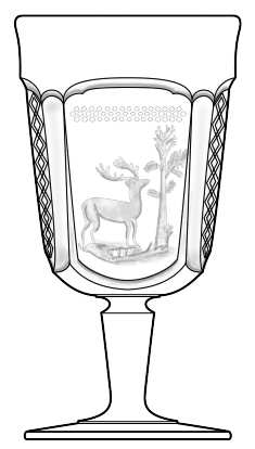 Deer and Pine by L G Wright Glass