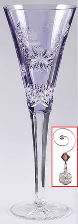 Waterford Crystal Snowflake Wishes Lavender Serenity Fluted Champagne w/Wine Charm
