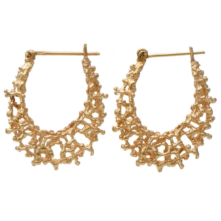 Estate Jewelry Earrings 14KY Brutalist Open Wire Hoop Earrings