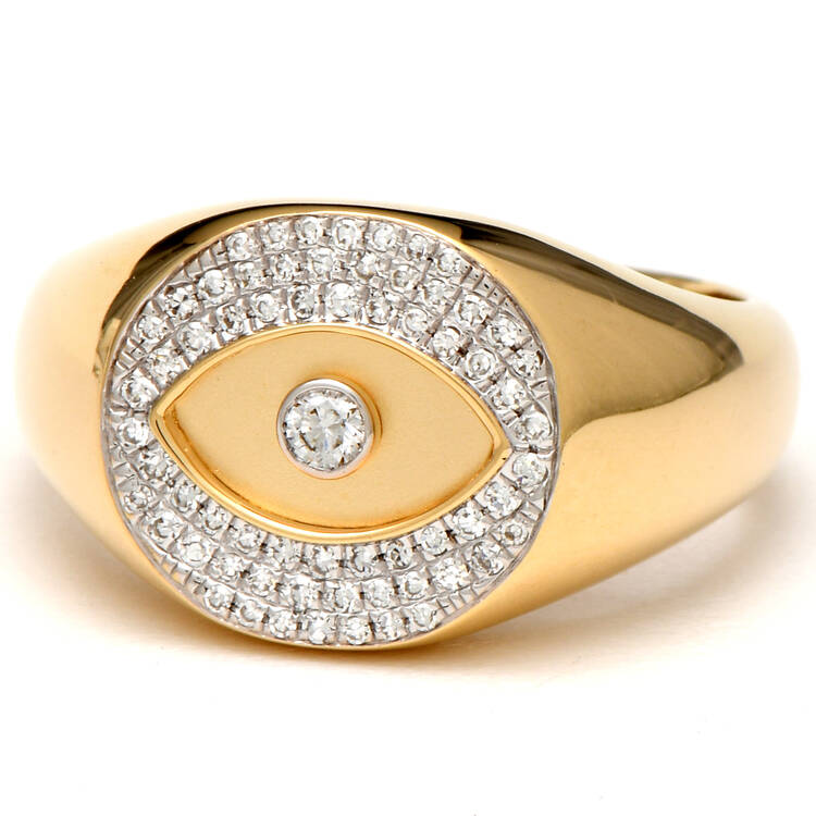 Estate Jewelry Rings 14KY Diamond(0.22) Evil-Eye Band Ring