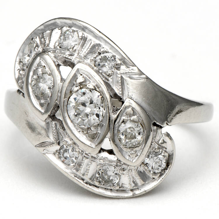 Estate Jewelry Rings 14KW Art Deco Diamond(0.51) Ring