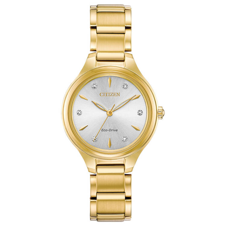 Estate Jewelry Women's Watches Citizen Corso Gold PVD Eco Drive Silver Dial
