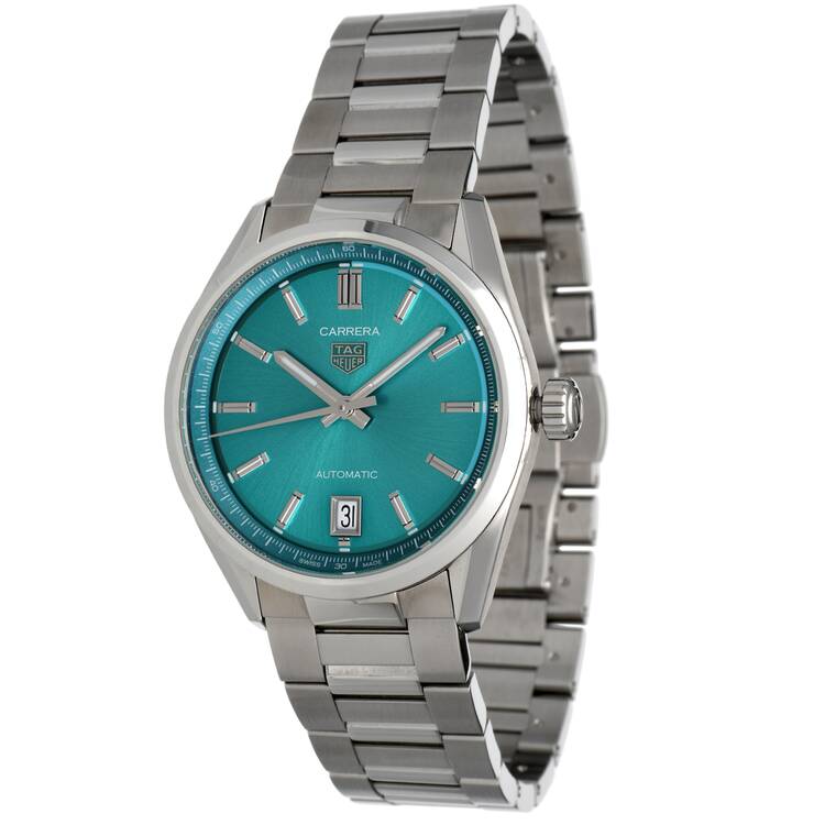 Estate Jewelry Women's Watches TAG Heuer Carrera Date 36mm Vivid Turquiose dial with Box and Papers