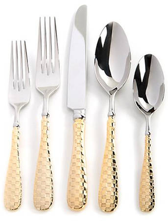 Gold Check (Gold Electroplate) by Mackenzie-Childs Flatware